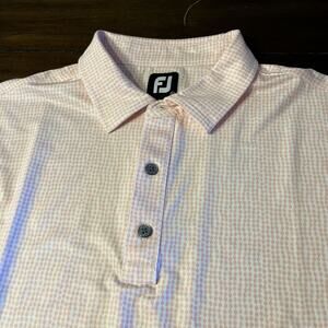 FOOTJOY Men's XL Peach Micro Stripe Poly Blend Golf Polo Shirt ~ Logo FJ
